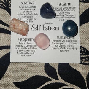 Crystal Set - Crystals for Self-esteem - Rose Quartz - Sodalite - Sunstone  - Blue Apatite - Etsy