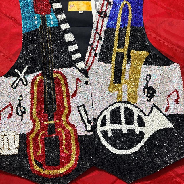 Sequin Beaded Vest Unisex Sequin Vest, Colorful Musical Fashion