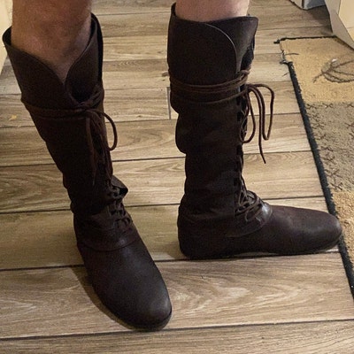 In Stock Medieval Men's High Leather Boots - Etsy