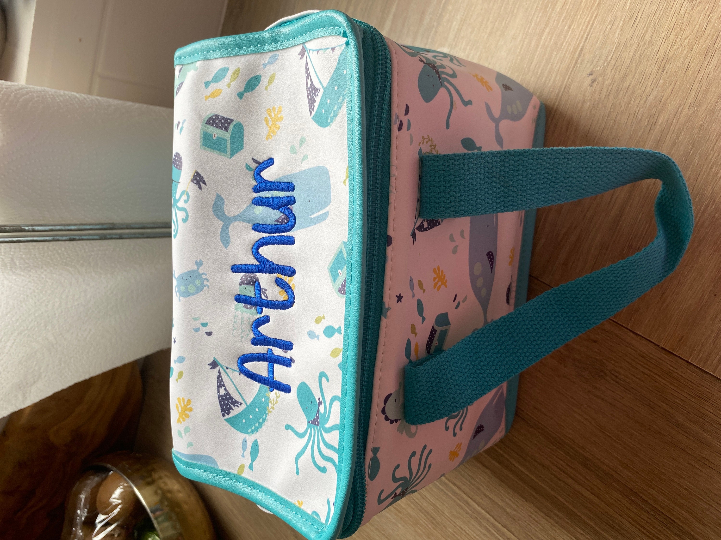Personalised Embroidered Kids Lunch Box | Bag Back to School | Nursery Assorted Unicorn | Dinosaur | Girls & Boys Lunch Bags  Personalized