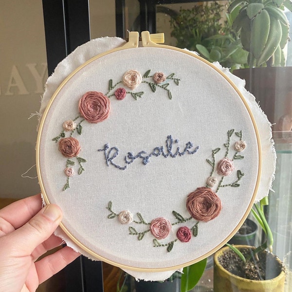 Floral Name Hoop Pattern | Embroidery Hoop Art PDF Pattern | Digital ...