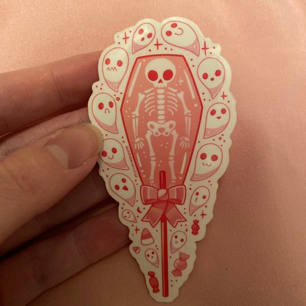 Pink Skeleton Lolly Sticker – Waterproof Vinyl, Spooky Ghosts - Etsy