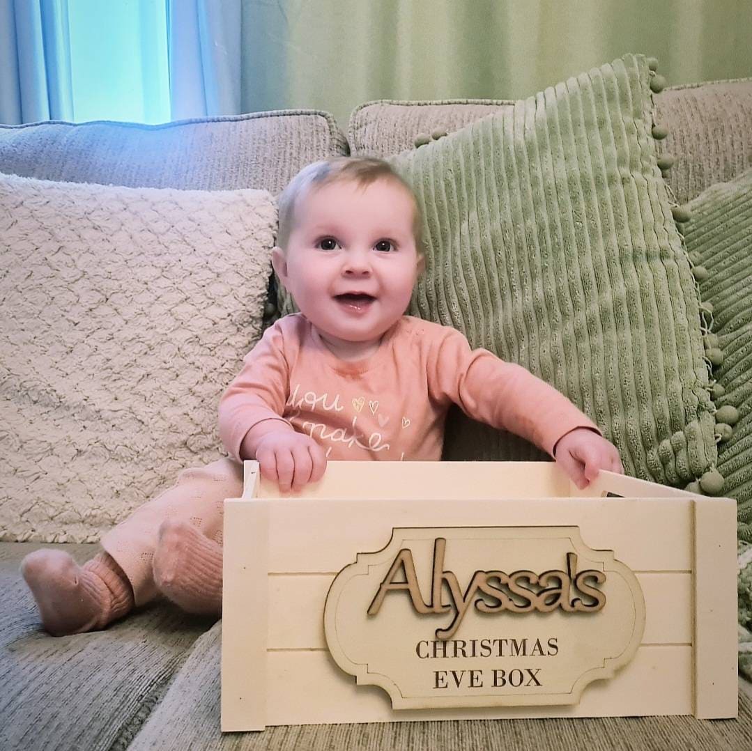 Christmas Eve Box Plaque Xmas Eve Box Ideas Personalised Name Sign for Girl  Engraved Wooden Name Keepsake Gift Box for Kids Crate Sign