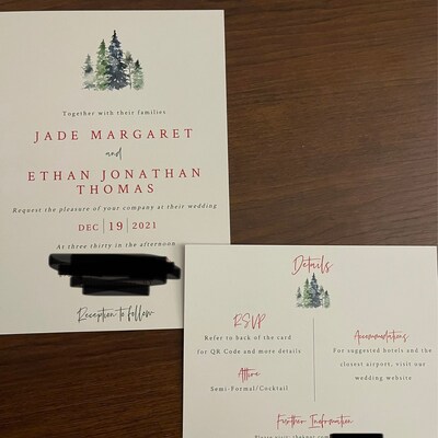 Pine Forest Wedding Invitation Template Set, Rustic Pine Tree Wedding ...