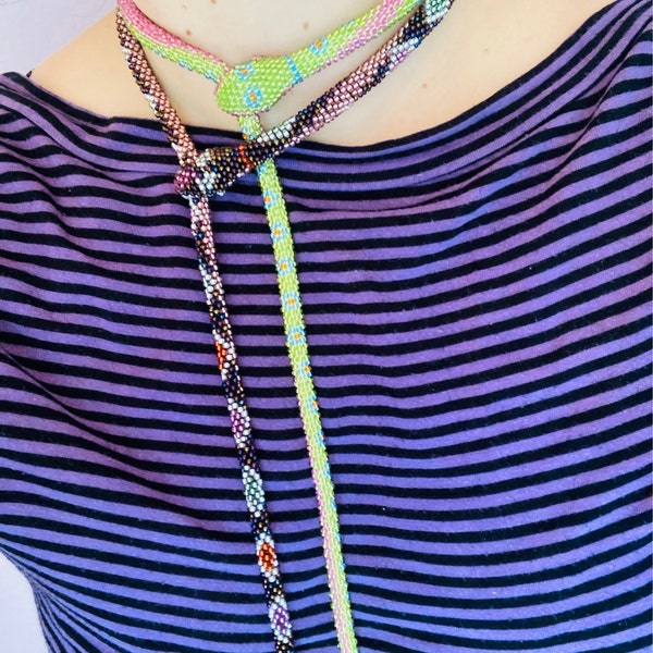 Native American Indian Bead Necklace Ethnic Thin Rope Green Boho Bead ...