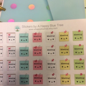Happy Meeting Reminder Tracker Cute Kawaii Planner Stickers for Erin ...