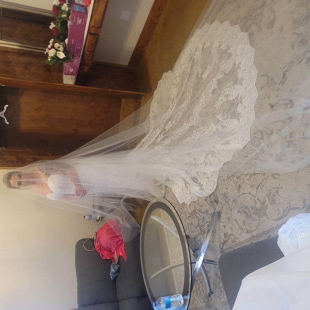 Sheer Drop Bridal Veil With Long Blusher, No Comb cathedral Veil, Illusion  Veil, Long Veil, Kim Kardashian Veil, Meghan Markle Veil 