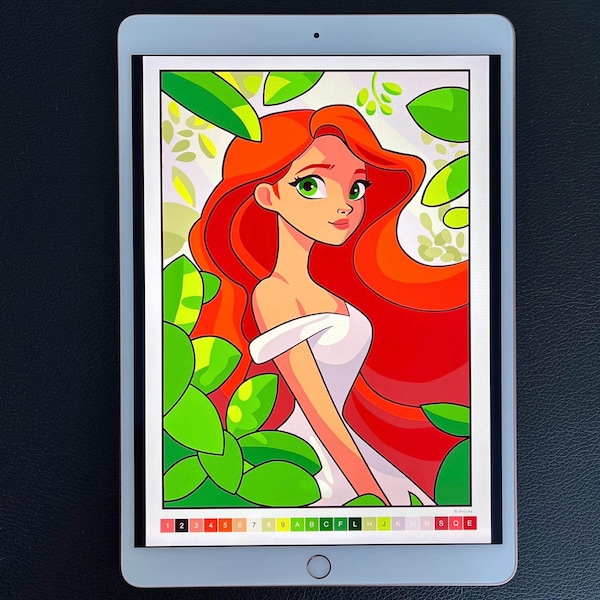 Digital Coloring Page for Adults cartoon Princess, Printable Paint by ...