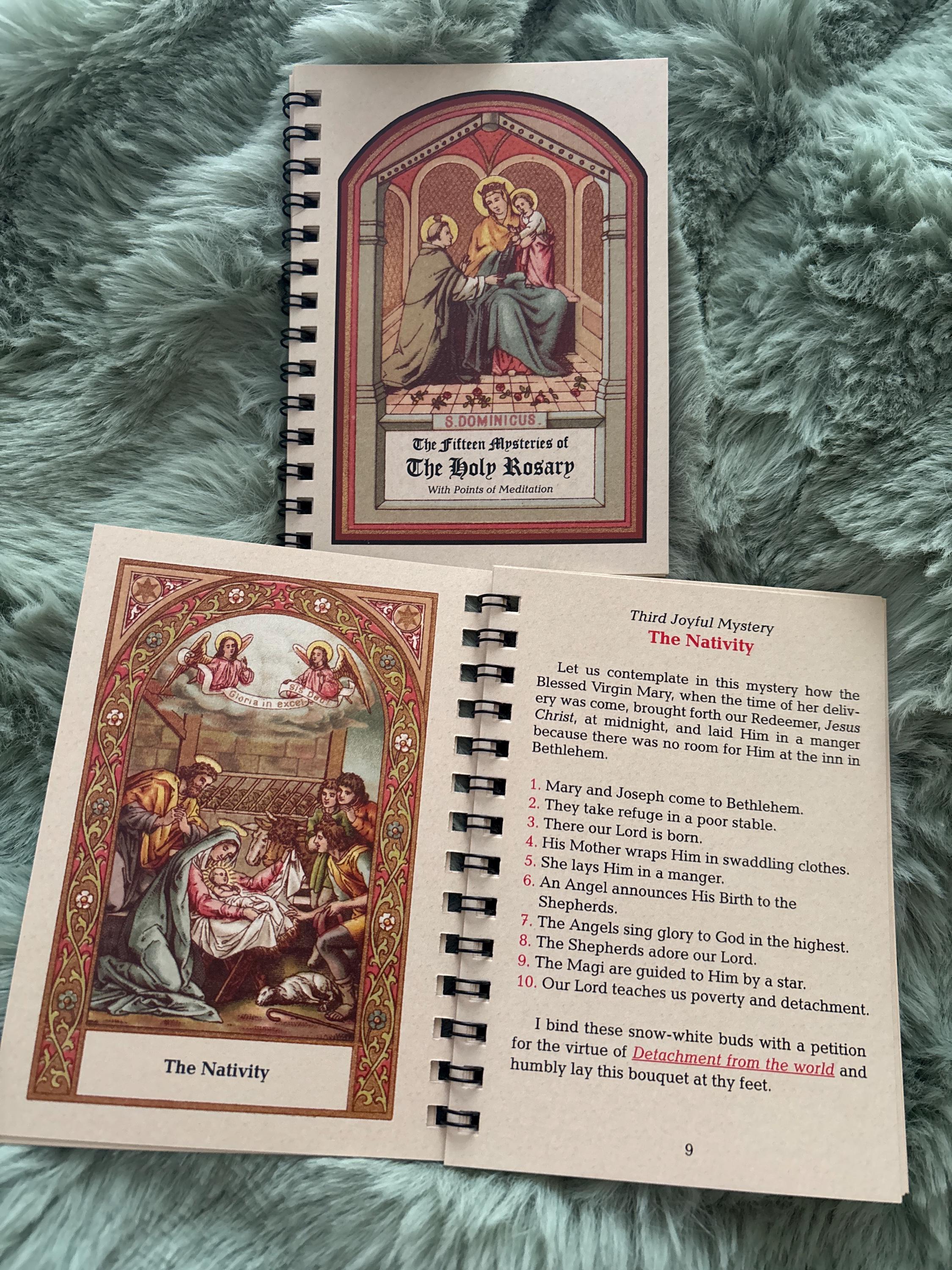 ORIGINAL!  POCKET-SIZE Rosary Meditation Book featuring 15 decades with meditations for each bead, Traditional Catholic, Latin Mass, Fatima