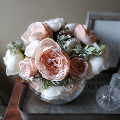Set of 9 Small to Large Cabbage Roses in Creamy Blush Pink - Etsy