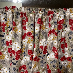Linen Curtains Cafe Curtains Kitchen Valance Panels Curtains Meadow ...