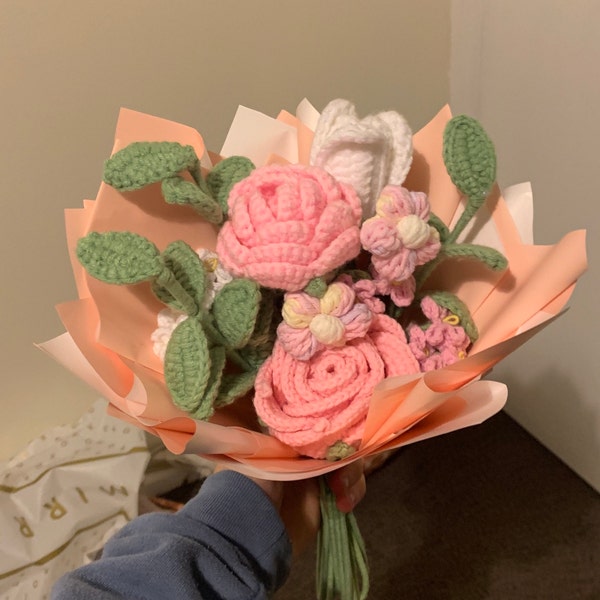 Crochet Rose, Knitted Flowers, Handmade Flower Bouquet, Crochet Flowers