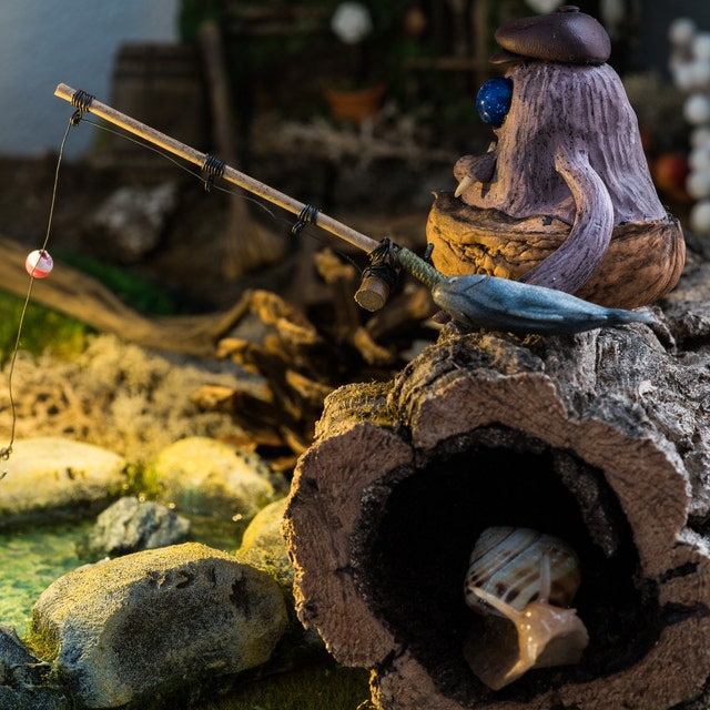 Mini fishing net model 1 Set of Miniature Fishing Rod Life Scene