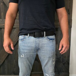 Full Grain Buffalo Leather Belt, Two Hole Double Prong, Distressed