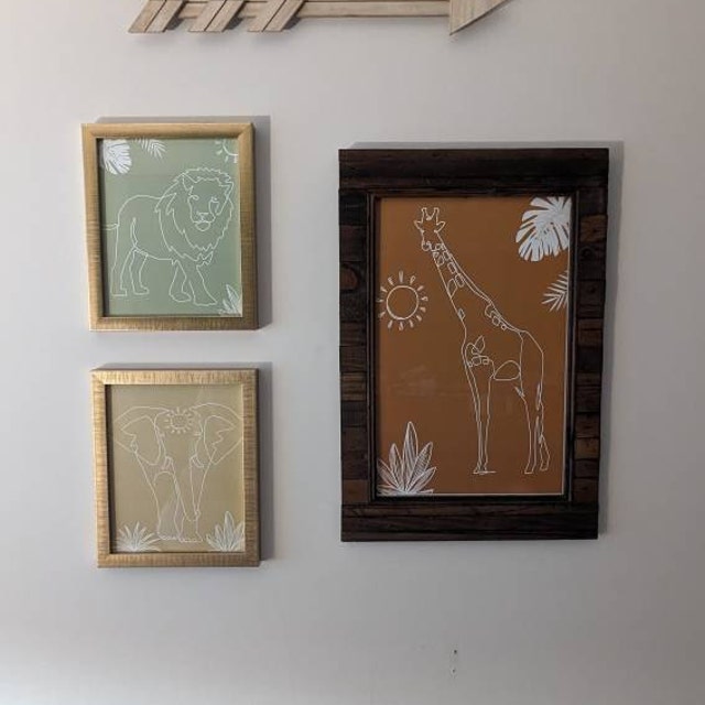 TWNSLLA Baby Safari Nursery Wall Art - Set Of 8 Canvas Prints, Jungle Animal Decor For Kids Room