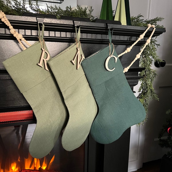 Christmas Stocking Linen, Minimalist Christmas Stocking, Scandinavian