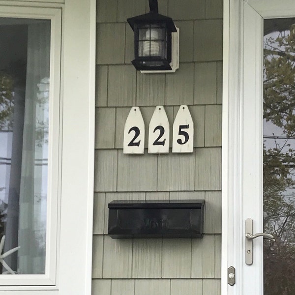 Wood House Numbers Sign Buoy Modern Cottage Chic Decor White Wedding ...