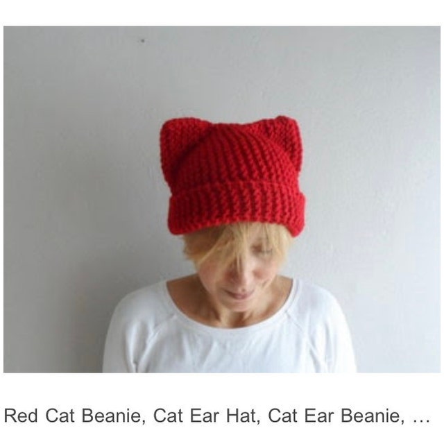 Red Cat Beanie, Cat Ear Hat, Cat Ear Beanie, Red Cat Hat