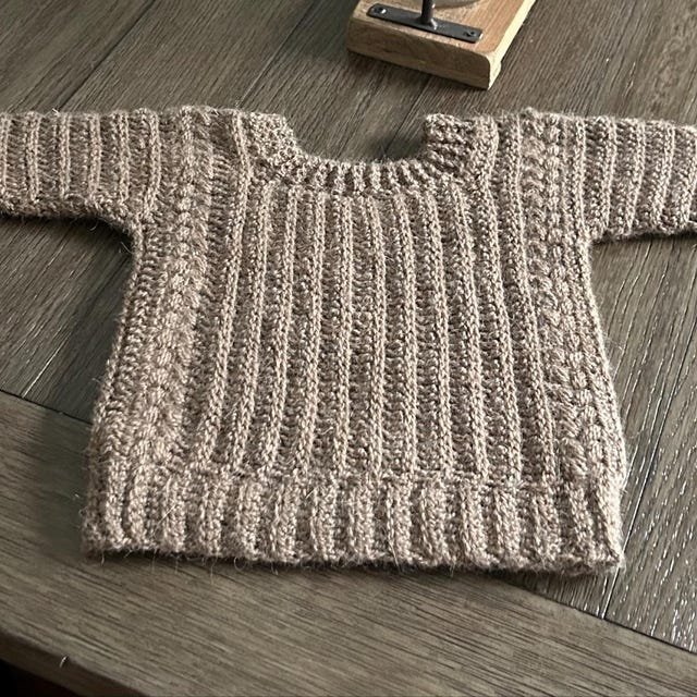 A customer's finished Autumn Wheat Child Crochet Sweater Pattern PDF