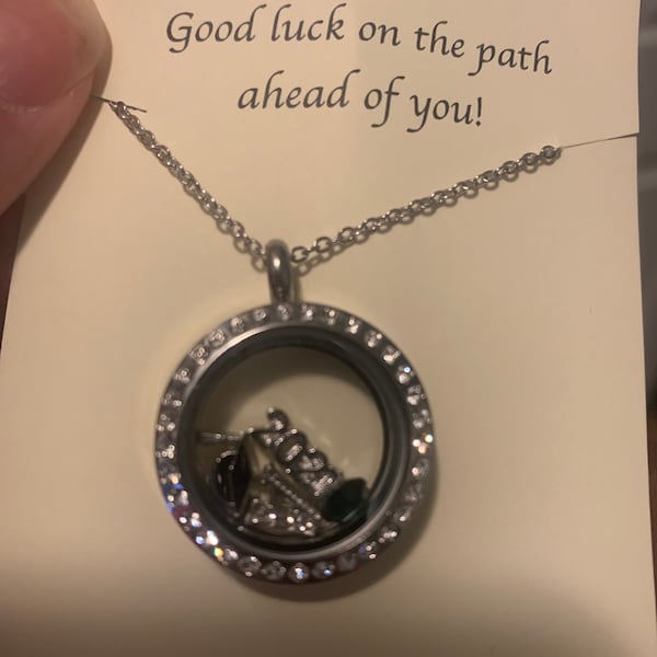 Graduation Floating Charm Locket Necklace, Medium Circle Locket, Class ...