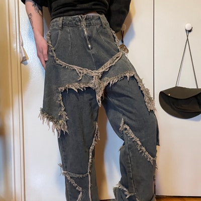 Goth Chain Decorated Cargo Pants, Steampunk Streetwear Trousers, Wide ...