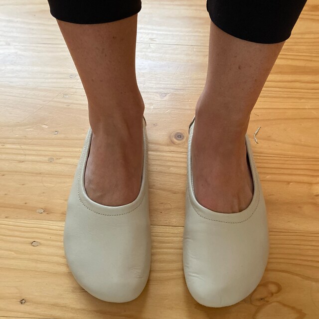 Flat Ballet Barefoot Zero Drop CREAM SMOOTH Leather