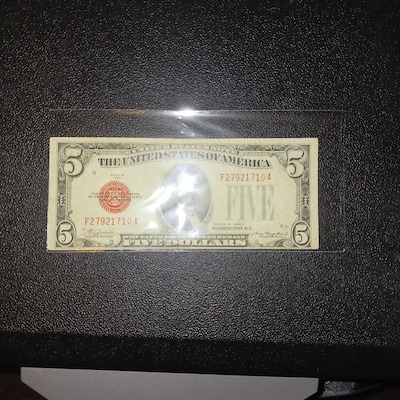1963 5 Dollar Bill Red Seal Old US Paper Money Note Very Nice