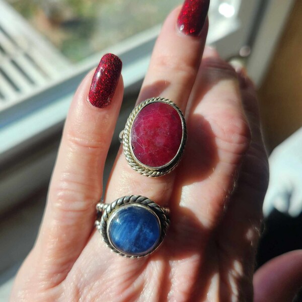 Ruby Gemstone Ring, Bezel Designer Statement Ring, 925 Sterling Silver ...