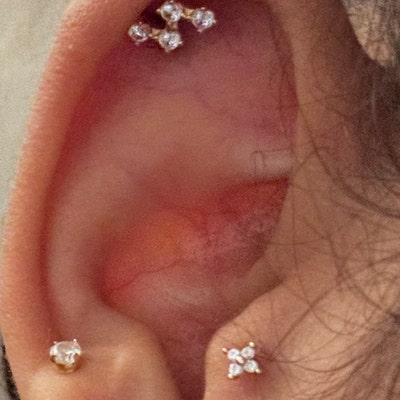 Lip Ring Triple Helix Gem Stud Labret Bar - 18g/16g, Internally Threaded, 6mm/8mm Length Clear Labret Studs - Foto 11