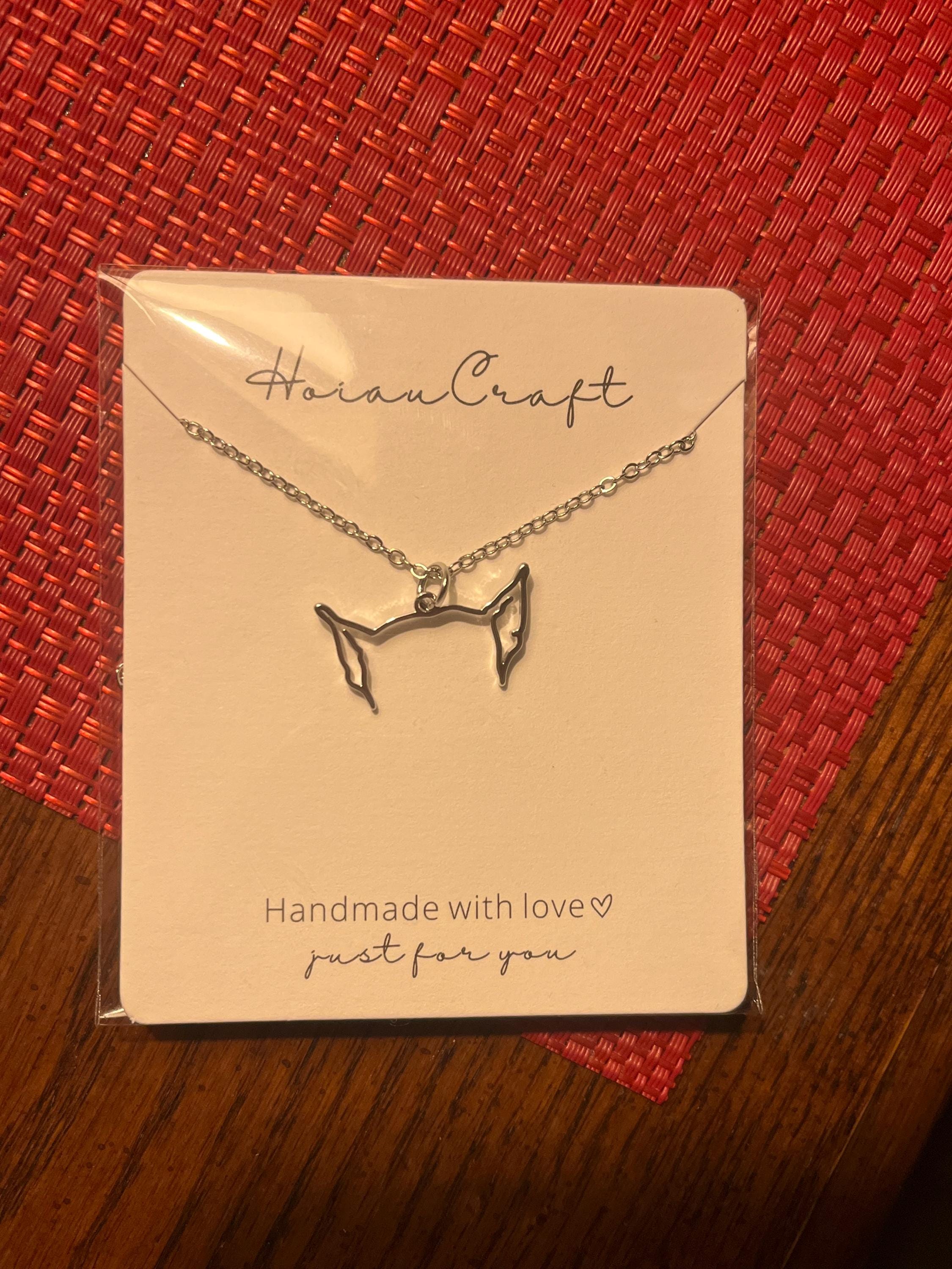 Custom Dog Ears Outline Necklace - Personalized Pet Jewelry - Animal Silhouette Pendant- Unique Dog Lover Gift - Memorial Pet Portrait Gift