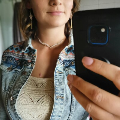 Tiara Diadem Collier Mikro Makramee Spirituell Alternativ Boho Chic