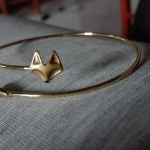 Delicate hand gilded fox bangle Adjustable wrap bangle. hand gilded and enameled Fox and tail