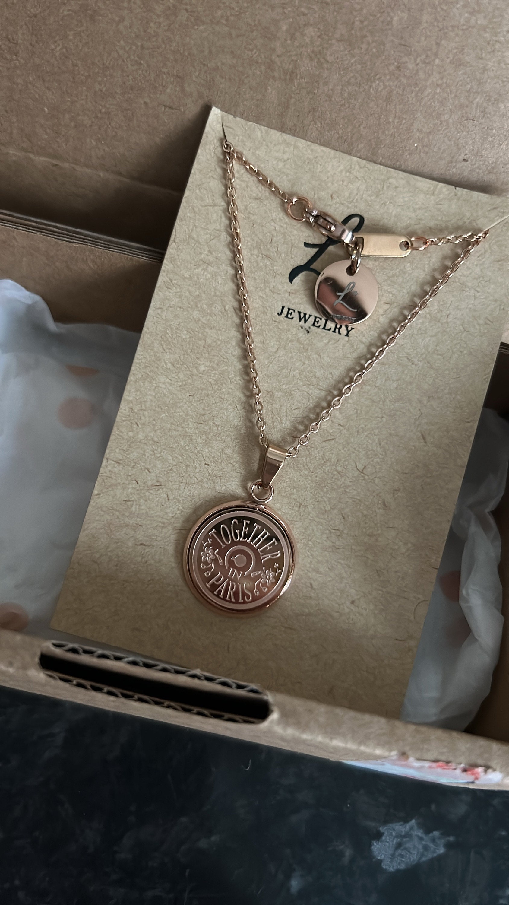 Anastasia engraved pendant Together in Paris - ONLY BACK SIDE