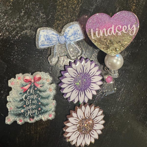 Pink Heartbeat Stethoscope Bow Badge Reel | Coquette Bow Beaded Badge ...