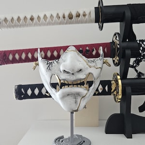 Ghost of Yotei Mask – Handcrafted Oni Samurai Mask Prop | Display