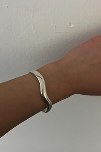 Wavy Antique Silver Open Cuff Bracelet• Sturdy Silver Abstract Cuff Bracelet• Smooth Curved Minimal Cuff• Bent Bracelet• by AnAngelsHug
