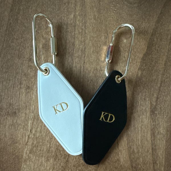 Embossed Diamond Leather Keychain (initials) - Modern Key Rings, Custom ...