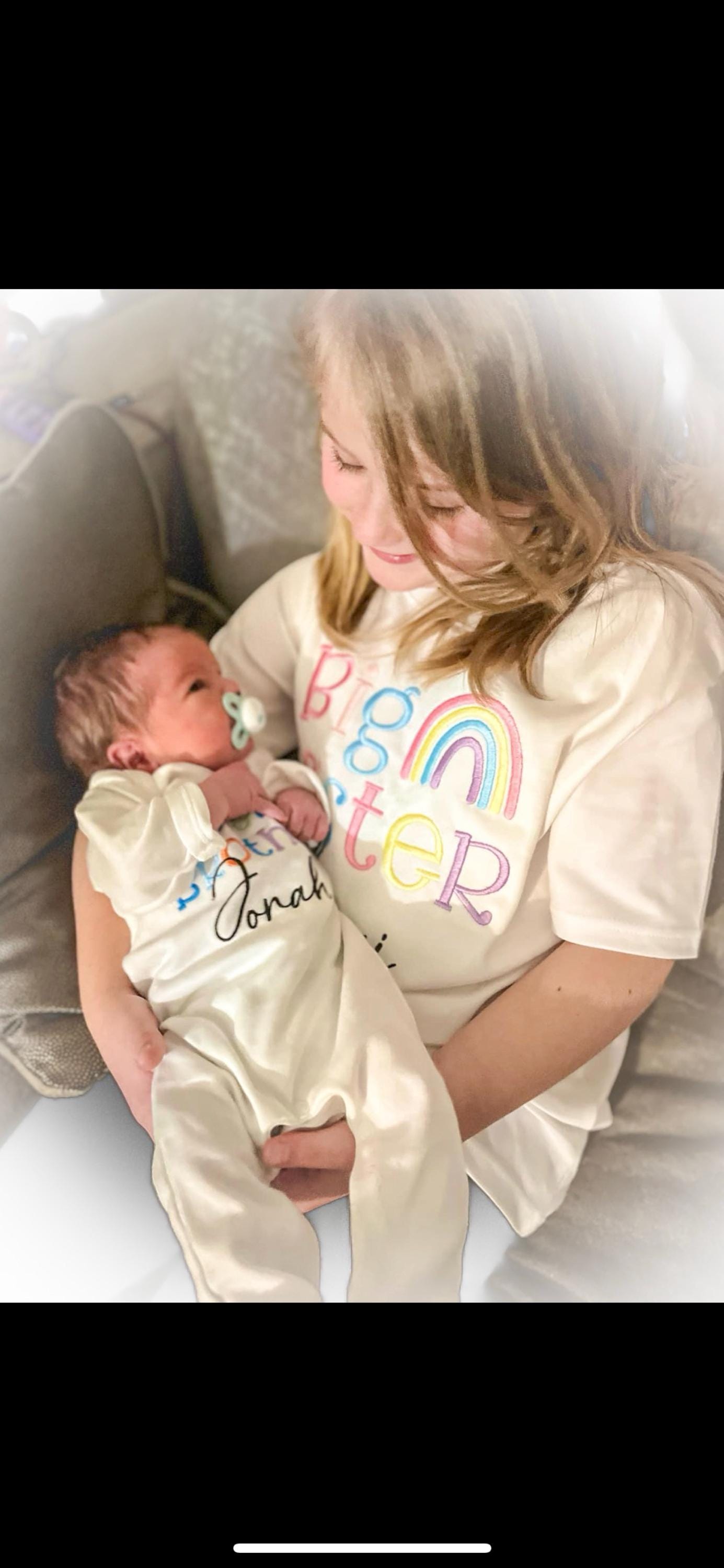 Personalised Matching Sibling Set, Sibling Matching Rainbow Set, Matching Unisex Rainbow Set, Matching T Shirts, Big Sister T shirt