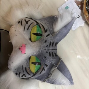グレーのトラ猫マスクテールセット | ハンドメイドのリアルなフェイク