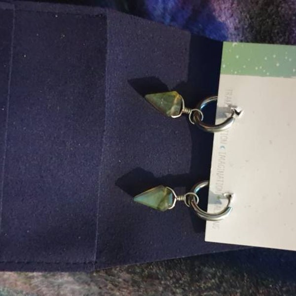 •ECLIPSED• labradorite + gold hoop earrings