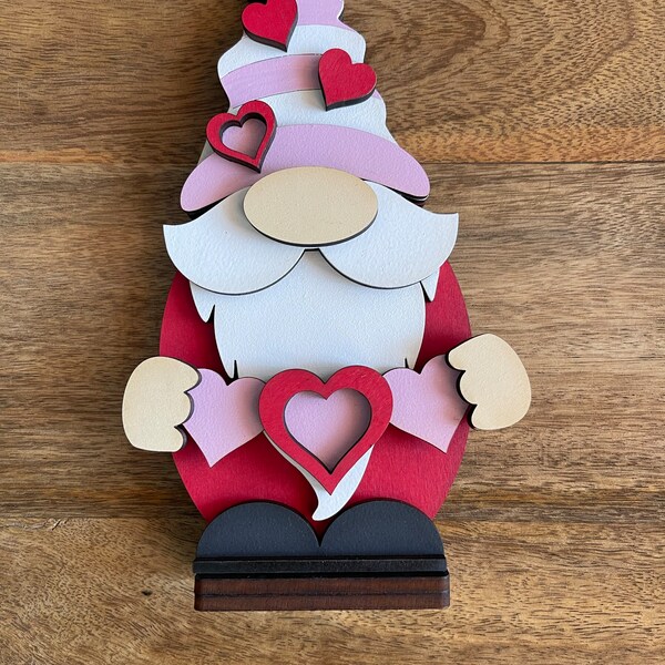 Valentine Standing Gnome SVG File | Hearts | Laser Cut File | Valentine ...