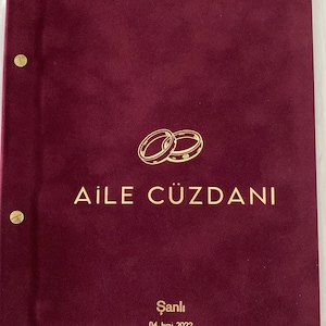 Libro Di Famiglia Turco Aile Cüzdani | Libro Genealogico In Velluto Bordeaux Con Stampa Oro, 14 Pagine, Realizzato A Mano In Germania - 3