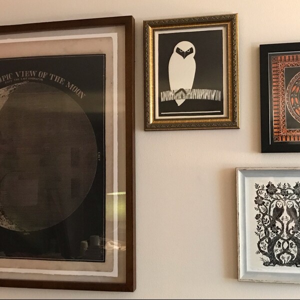 Black and White Owl Art Print, Vintage Owl Wall Art, Woodcut, Antique ...