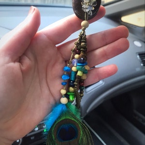 Small dreamcatcher rear view mirror charm car accessories | Etsy