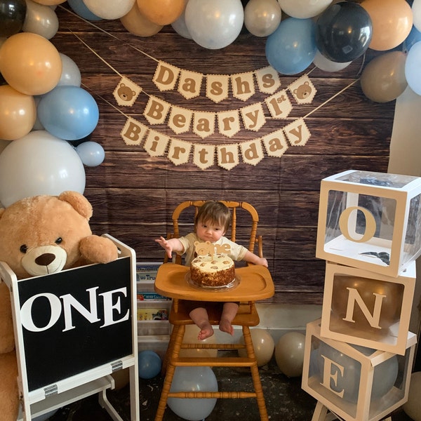 Beary First Birthday Banner Bear Decorations Bearly One Decorations ...