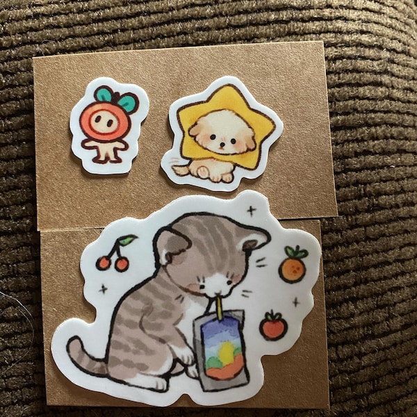 Little Chef and Secret Agent Mini Sticker Set of 2 / Cute Animal Vinyl ...