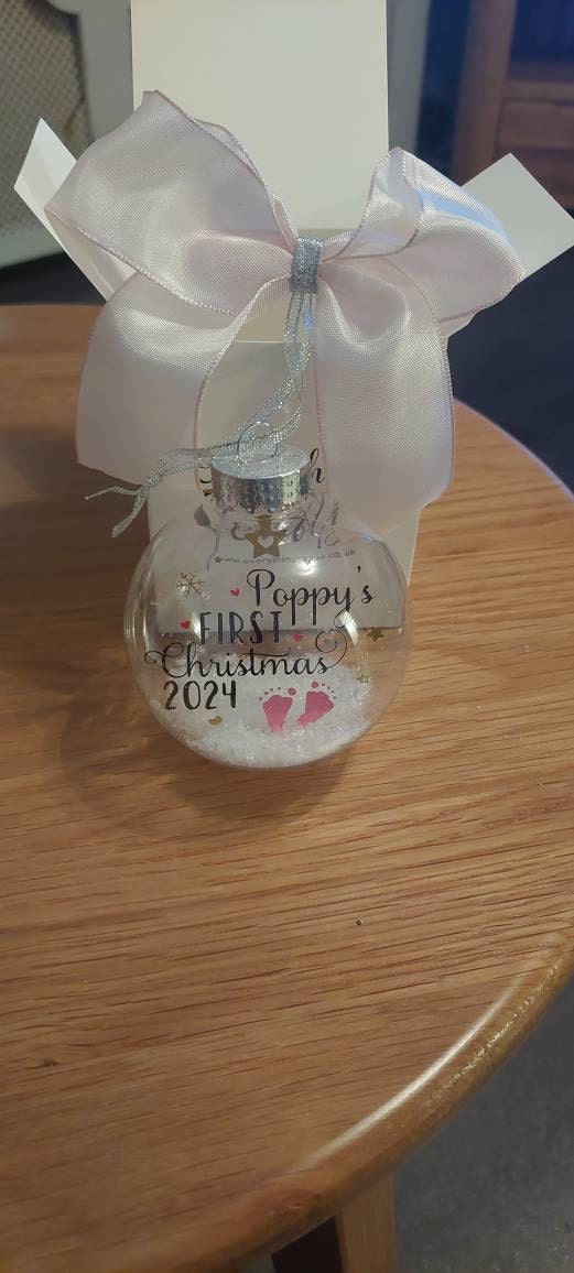 Personalised Baby's First Christmas Bauble 2025, 1st Christmas Ornament