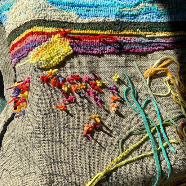 Blue Grab Bag, 100 #4 Blues Texture Bundle Rug Hooking Strips, Hand ...