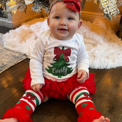 PERSONALIZED GIRLS CHRISTMAS Outfit, My First Christmas Baby Girl ...