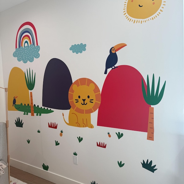 XXL Safari Animal Wall Decal: Removable Jungle Nursery Decor - Etsy